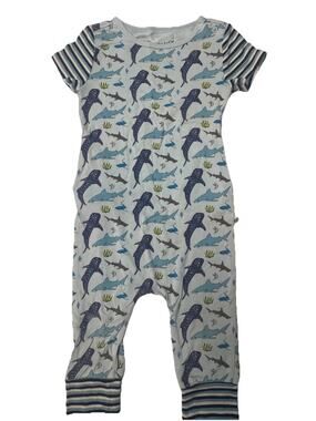 Free Birdees Bamboo Shark Romper 18-24 Months Short Sleeve Pajamas